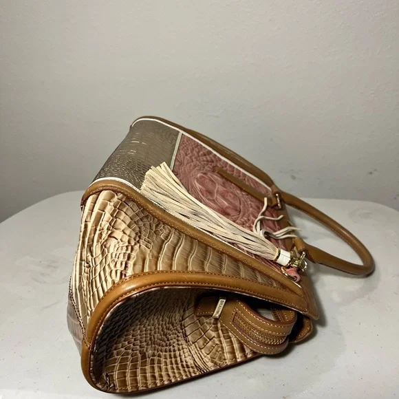 Brahmin Arden Pink and Brown Leather Satchel 15.5 x 9.5 x 5.0. LIKE NEW WOT - Picture 8 of 9